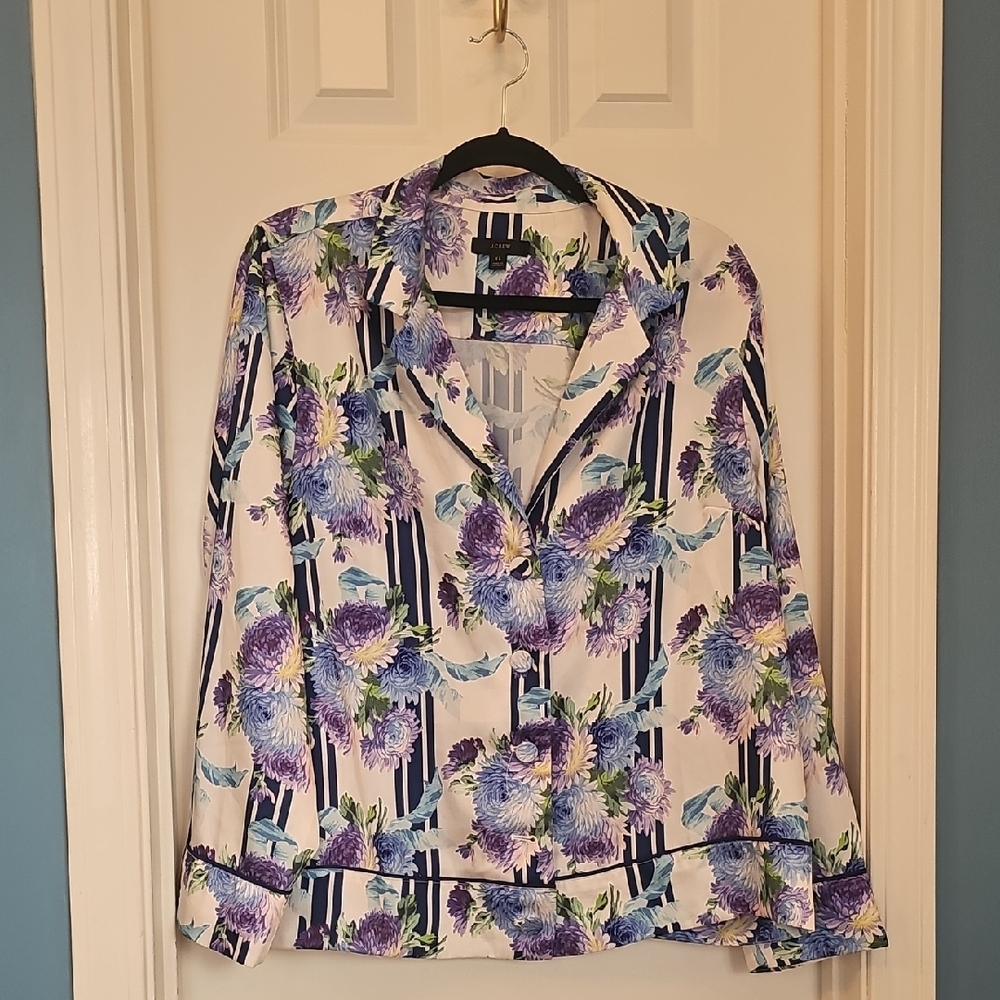 J. Crew Floral Button Down Shirt - Purple and Blue